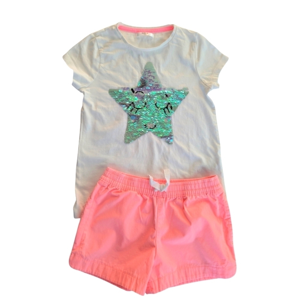 Carter's and Girls short pants and T Shirt Match for Girls Size 6-7